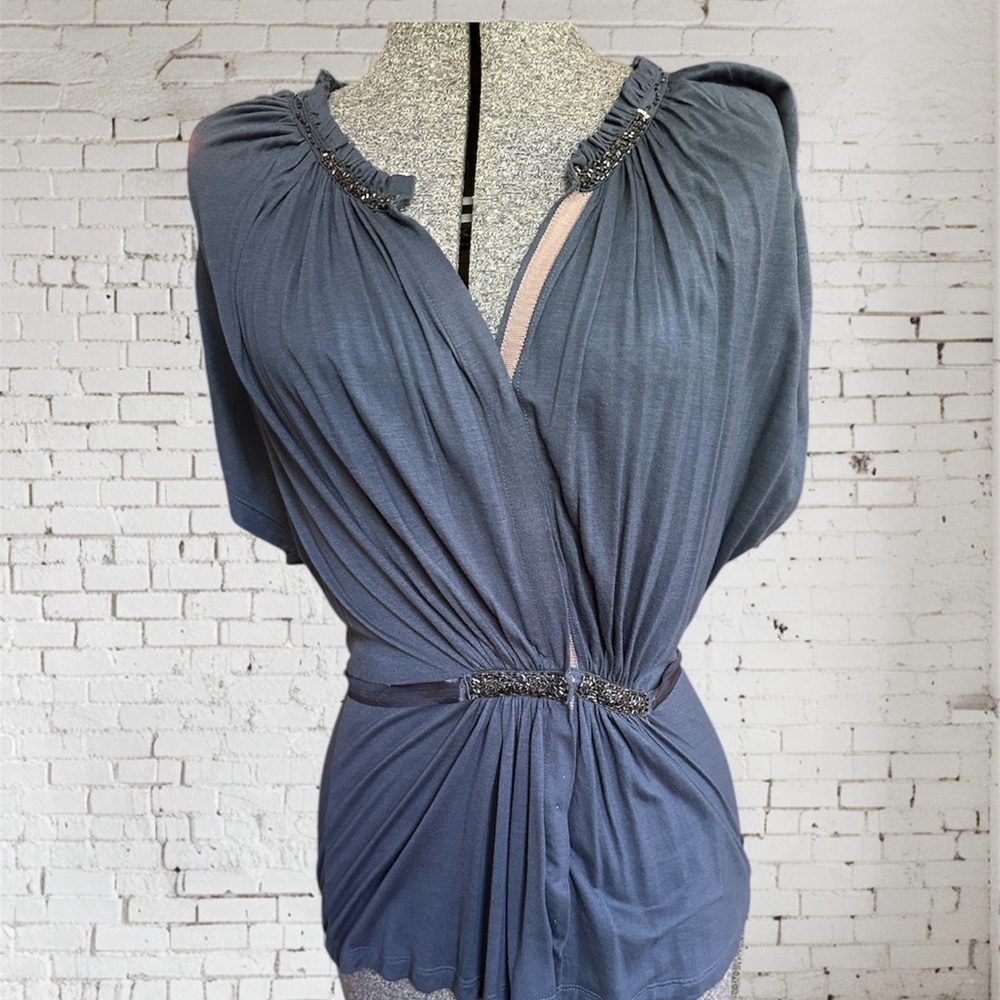 Anthropologie One September Elegant Draped Top with Embellished Details
